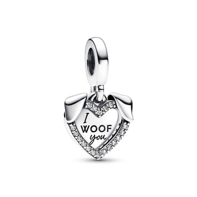 925 Sterling Silver I WOOF you Dangle Charm