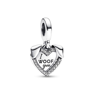 925 Sterling Silver I WOOF you Dangle Charm