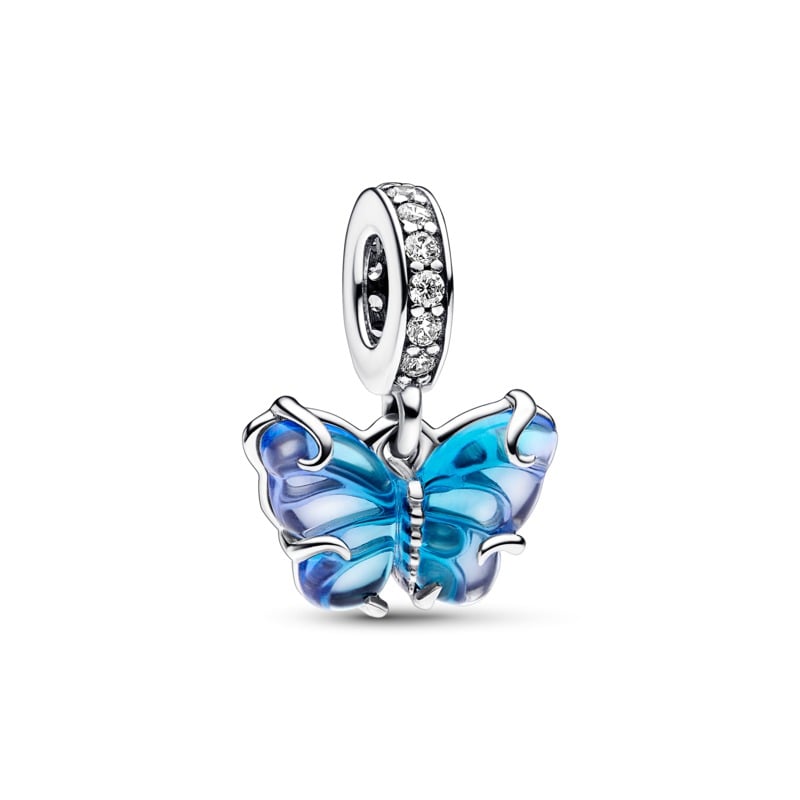 Blue and Purple Murano Butterfly Dangle Charm