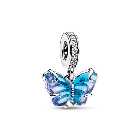 Blue and Purple Murano Butterfly Dangle Charm