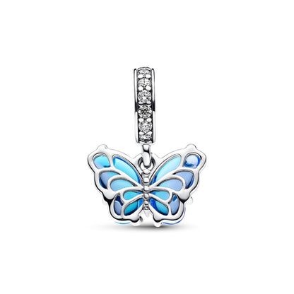 Blue and Purple Murano Butterfly Dangle Charm