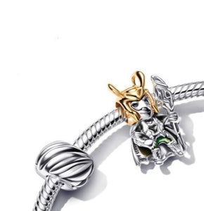 925 Sterling Silver and Gold Plated Avengers LOKI Bead Charm