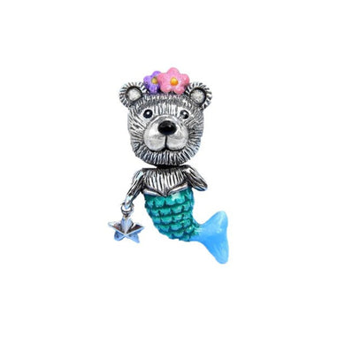 925 Sterling Silver Little Bear Mermaid Bead Charm