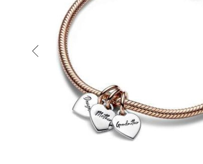 Mother, Daughter and Grandmother Hearts SET Charm