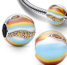 Load image into Gallery viewer, 925 Sterling Silver Planet Jupiter Multi-coloured Bead Charm