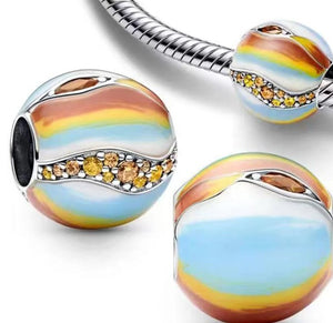 925 Sterling Silver Planet Jupiter Multi-coloured Bead Charm