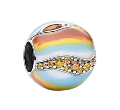 925 Sterling Silver Planet Jupiter Multi-coloured Bead Charm