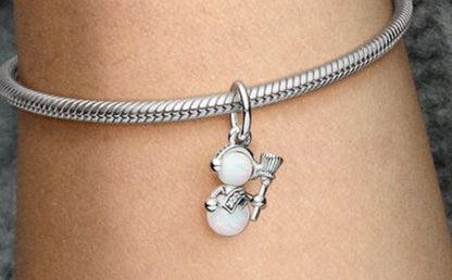 Christmas Opal Snowman Dangle Charm
