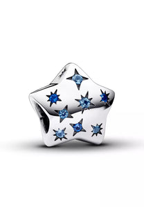925 Sterling Silver Blue CZ 'Reach for the Stars' Bead Charm