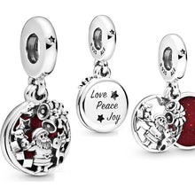 Load image into Gallery viewer, 925 Sterling Silver Love, Peace and Joy Christmas Double Dangle Charm