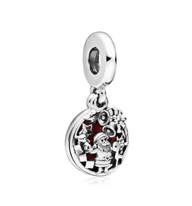 925 Sterling Silver Love, Peace and Joy Christmas Double Dangle Charm