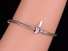 Load image into Gallery viewer, 925 Sterling Silver Stationary/Pen Holder Pink Heart Bead Charm
