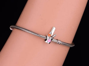 925 Sterling Silver Stationary/Pen Holder Pink Heart Bead Charm