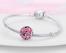 Load image into Gallery viewer, 925 Sterling Silver Pink Spring Flower Openwork Bead Charm