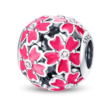 Load image into Gallery viewer, 925 Sterling Silver Pink Spring Flower Openwork Bead Charm