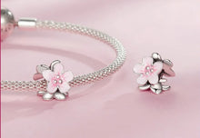 Load image into Gallery viewer, 925 Sterling Silver Pink Enamel Flower Spacer