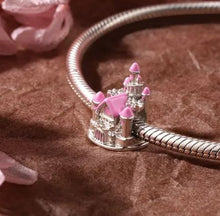 Load image into Gallery viewer, 925 Sterling Silver Pink Enamel Princess Castle Bead Charm