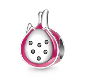 925 Sterling Silver Pomegranate Pink Enamel Bead Charm