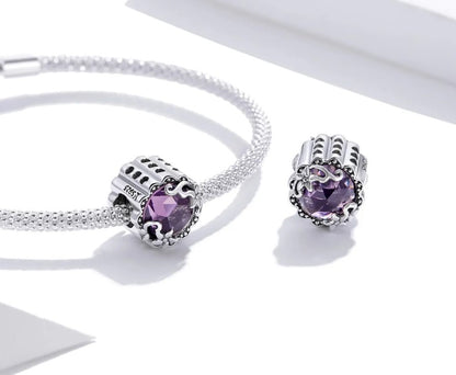 Floral Motive Purple Murano Bead Charm