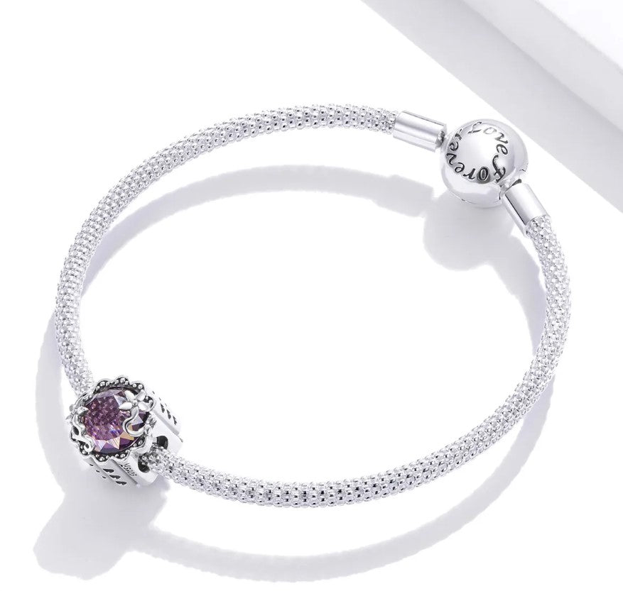Floral Motive Purple Murano Bead Charm