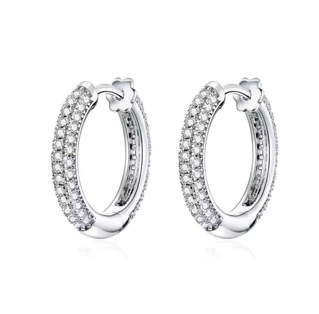 Round CZ Hoop Earrings