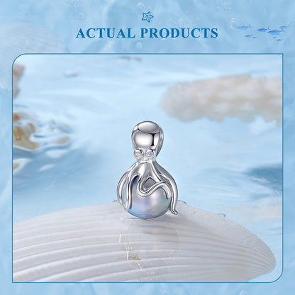 Octopus and Pearl Bead Charm