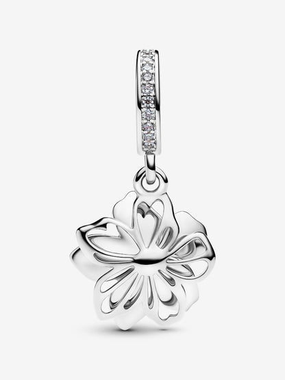 CZ Blue Cherry Blossom Dangle Charm
