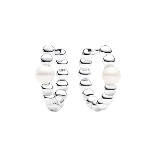 Treated Freshwater Cultured Pearl & Pavé Hoop Earrings