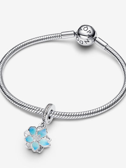 CZ Blue Cherry Blossom Dangle Charm