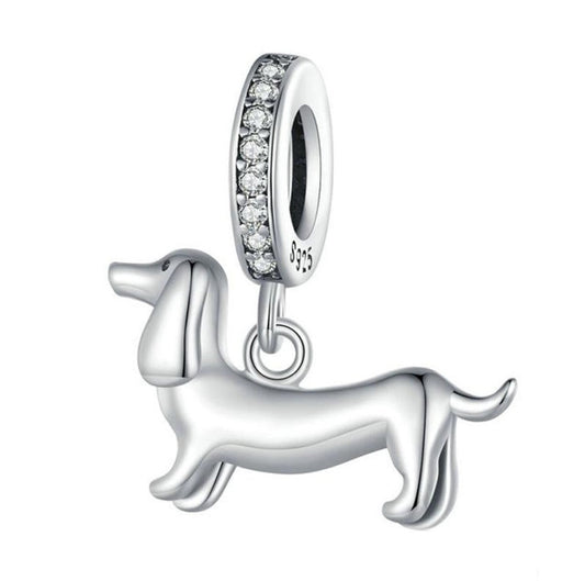 CZ Dachshund/Sausage Dog Dangle Charm