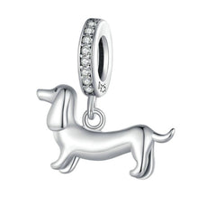 Load image into Gallery viewer, 925 Sterling Silver CZ Dachshund/Sausage Dog Dangle Charm