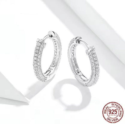 Round CZ Hoop Earrings