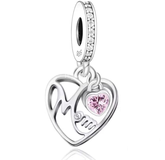 Mom Pink CZ  Charm