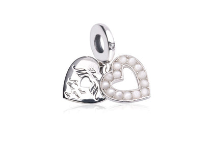 'Thanks Mom for all you do' Pearl detail Dangle Charm