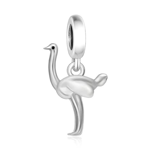 Sterling Silver Ostrich Charm – African Safari Bead for Pandora Bracelets