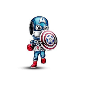925 Sterling Silver Captain America Bead Charm