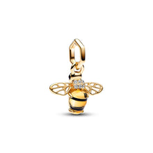 Load image into Gallery viewer, Yellow Gold Plated Sparkling Bee Dangle Charm