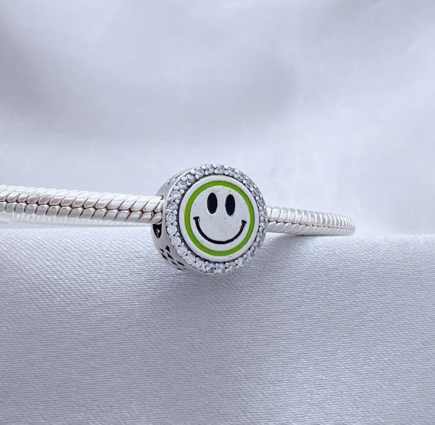 Sparkling Smiley Face Bead Charm