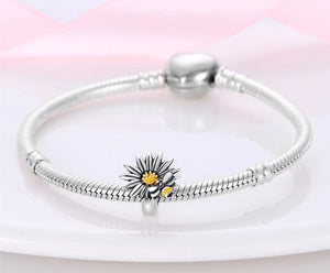 925 Sterling Silver Sunflower and Bee Silicone Stopper/Spacer