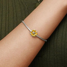 Load image into Gallery viewer, 925 Sterling Silver Yellow Enamel CZ Sunflower Bead Charm