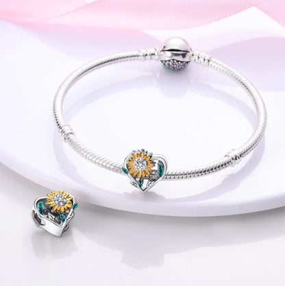 Sunflower Heart Bead Charm