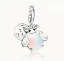 Load image into Gallery viewer, 925 Sterling Silver Moonstone &quot;You Light Up My Life&quot; Ladybug Dangle Charm
