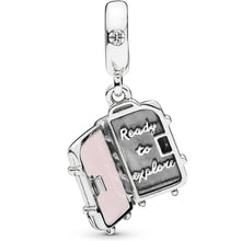 Load image into Gallery viewer, 925 Sterling Silver &quot;Ready ro Explore&quot; Travel Suitcase Dangle Charm