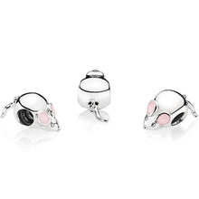 Load image into Gallery viewer, 925 Sterling Silver Cute Mouse Pink Ears Bead Charm