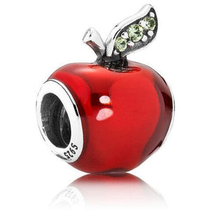 925 Sterling Silver Red Enamel Apple Bead Charm