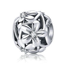 925 Sterling Silver Daisy Flower Ball Bead Charm