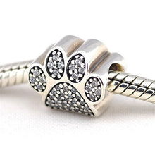 Load image into Gallery viewer, 925 Sterling Silver CZ Paw Print Bead Charm