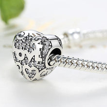 Load image into Gallery viewer, 925 Sterling Silver Love CZ Heart Bead Charm