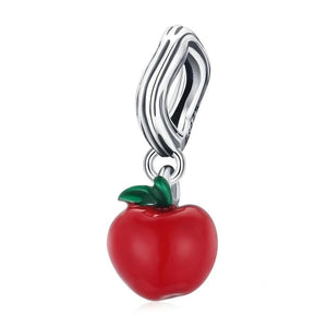 925 Sterling Silver Red Apple Dangle Charm