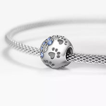 Load image into Gallery viewer, 925 Sterling Silver Blue CZ Paw Bead Charm